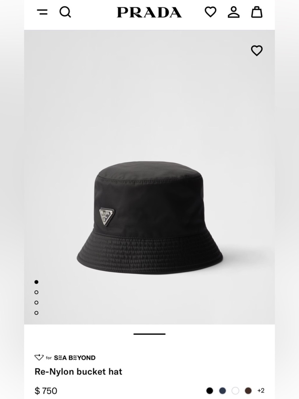 Prada Black Nylon Hat with White Logo Label